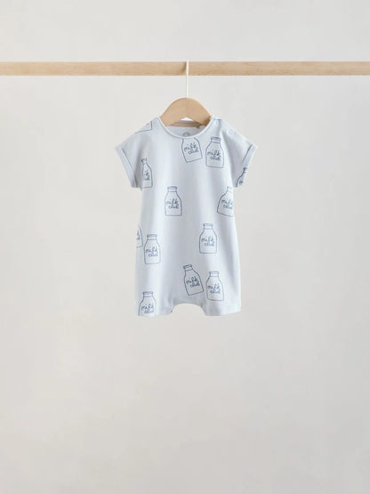Blue/Neutral Milk Club Jersey Baby Rompers 4 Pack
