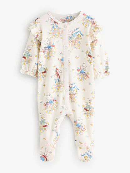Cream Bunny Cath Kidson Bunny Baby Sleepsuit
