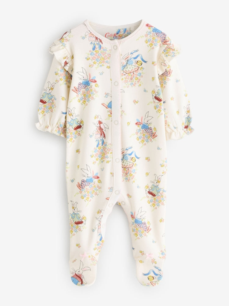 Cream Bunny Cath Kidson Bunny Baby Sleepsuit