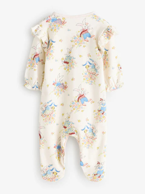 Cream Bunny Cath Kidson Bunny Baby Sleepsuit