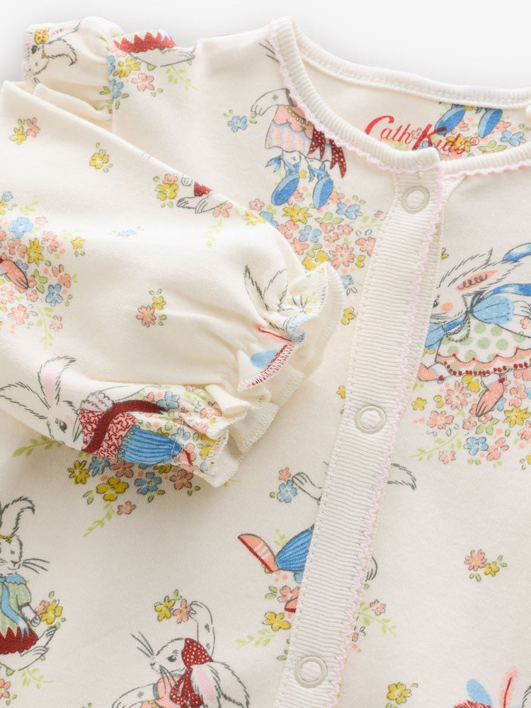 Cream Bunny Cath Kidson Bunny Baby Sleepsuit