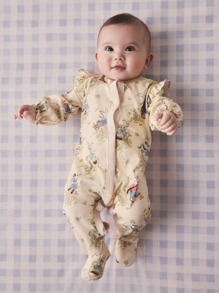 Cream Bunny Cath Kidson Bunny Baby Sleepsuit