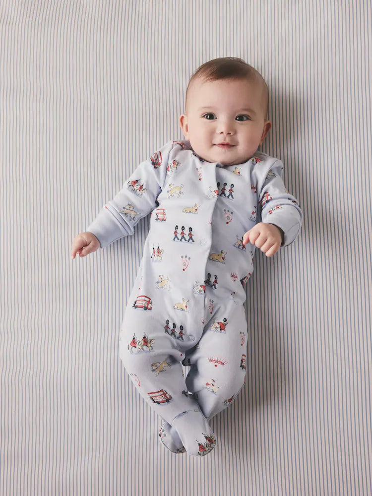 Blue Cath Kidston London Baby Sleepsuit