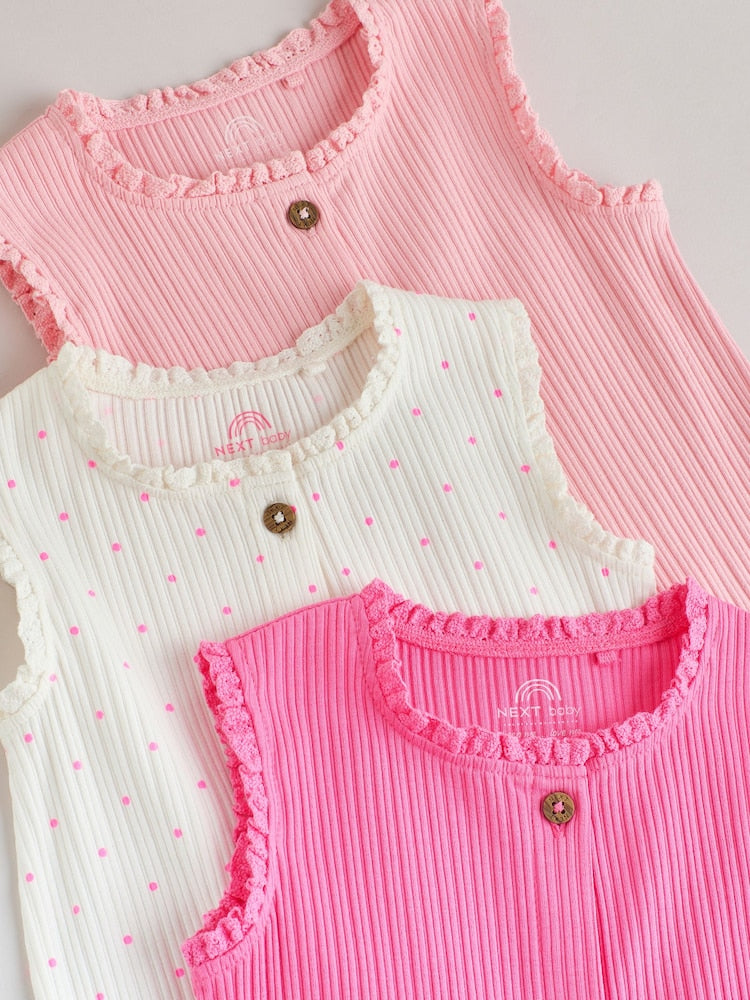 Pink Tonal Button Through Wide Leg