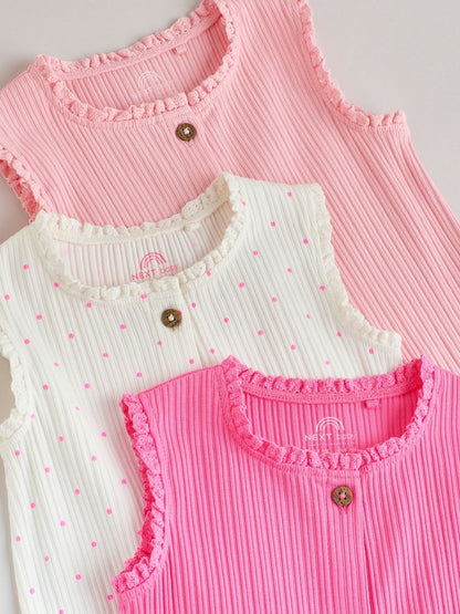 Pink Tonal Button Through Wide Leg