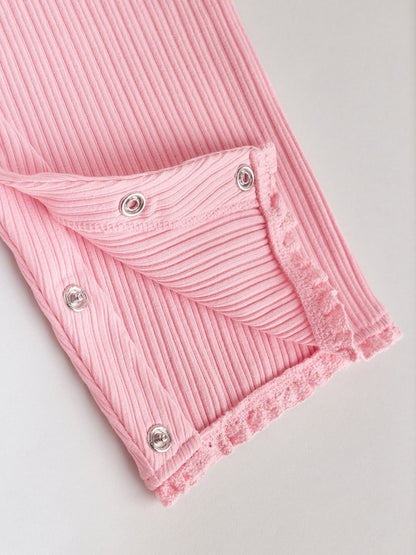 Pink Tonal Button Through Wide Leg