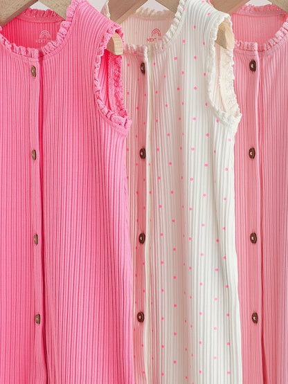 Pink Tonal Button Through Wide Leg