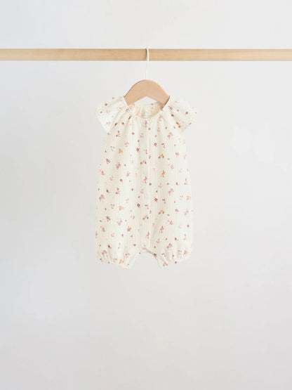 Neutral Floral Popper Through Jersey Baby Rompers 4 Pack
