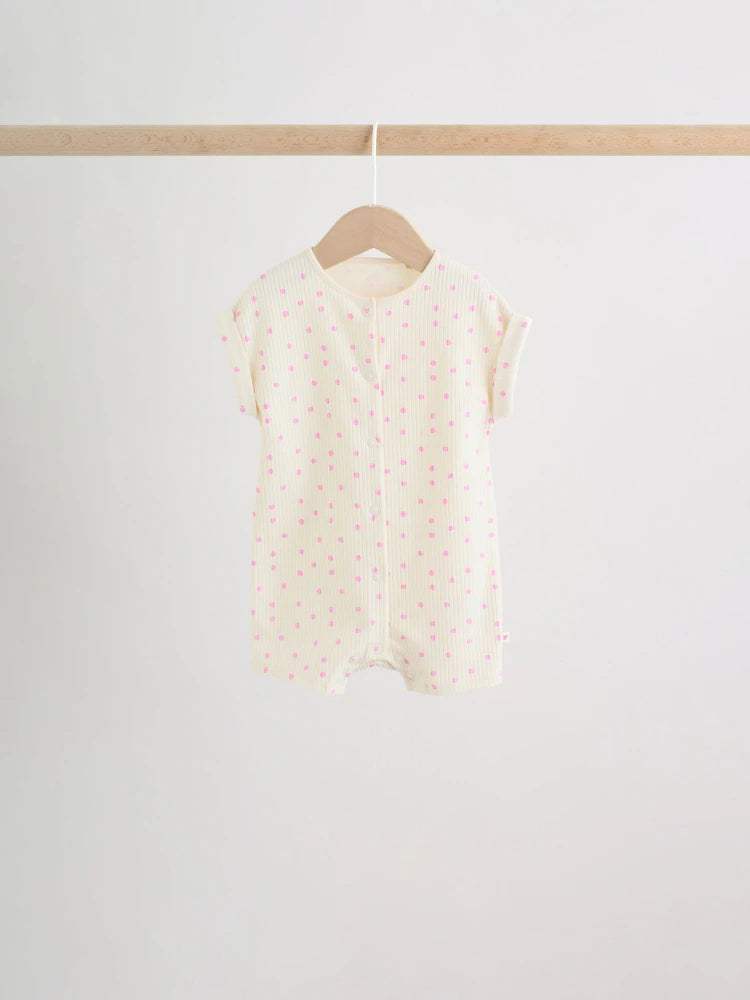 Pink Tonal Heart Popper Through Jersey Baby Rompers 3 Pack