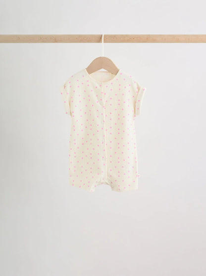 Pink Tonal Heart Popper Through Jersey Baby Rompers 3 Pack