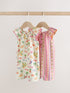 Natural/Coral Fruit Printed Textured Jersey Baby Rompers 2 Pack - Natural/Coral Fruit Printed Textured / 12-18 Months (80-86cm)
