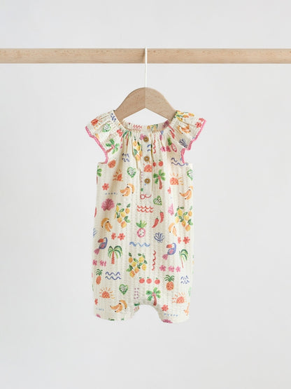 Natural/Coral Fruit Printed Textured