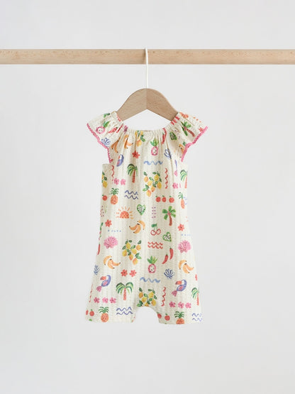 Natural/Coral Fruit Printed Textured
