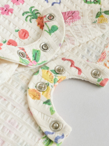 Natural/Coral Fruit Printed Textured