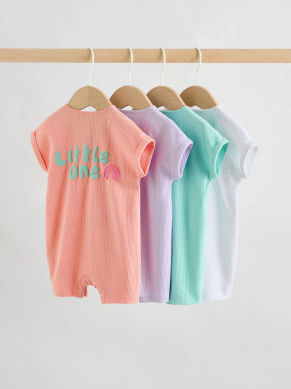 Multi Bright Coloured Jersey Baby Rompers 3 Pack
