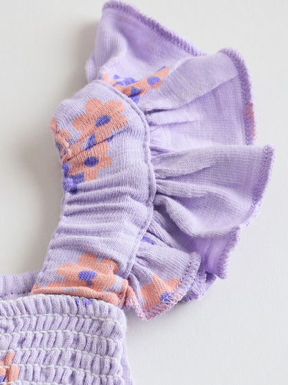 Purple and Green Floral 2 Pack Smocked Smocked Baby Rompers 2 Pack
