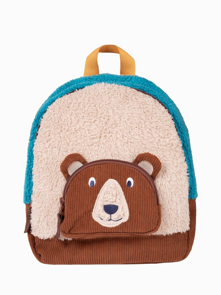Frugi Brown Fleece Character Backpack - Size One