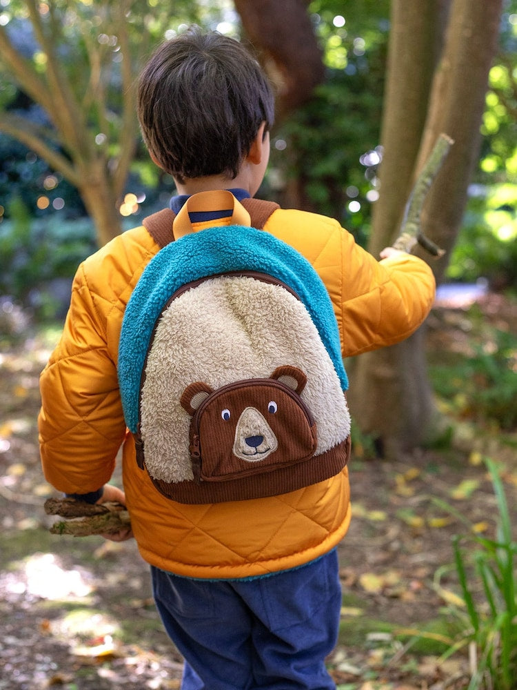 Frugi Brown Fleece Character Backpack - Size One