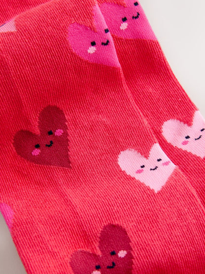 Red Cotton Rich Heart Tights - Size Up To 6 Months (50 - 68cm)