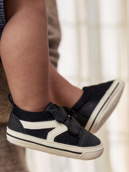 Black Touch Fastening Baby Trainers (0-2mths) - Size Up To 3 Months (50 - 62cm)