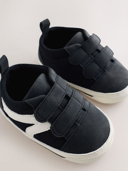 Black Touch Fastening Baby Trainers (0-2mths) - Size Up To 3 Months (50 - 62cm)