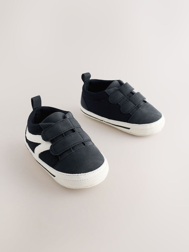 Black Touch Fastening Baby Trainers (0-2mths) - Size Up To 3 Months (50 - 62cm)