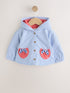 Blue Striped Strawberry Pocket Baby Hooded Jacket (0mths-2yrs) - Size Up to 1 Month (56cm) - Blue Striped Strawberry Pocket