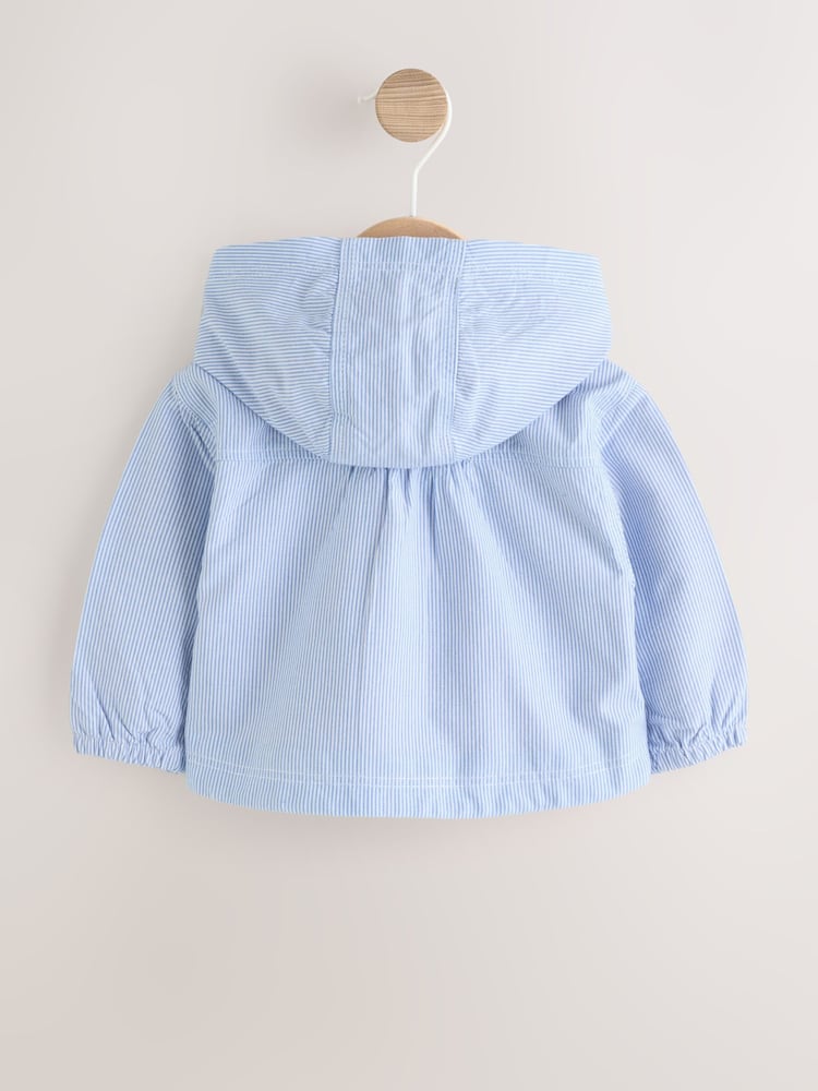Blue Striped Strawberry Pocket Baby Hooded Jacket (0mths-2yrs) - Size Up to 1 Month (56cm)