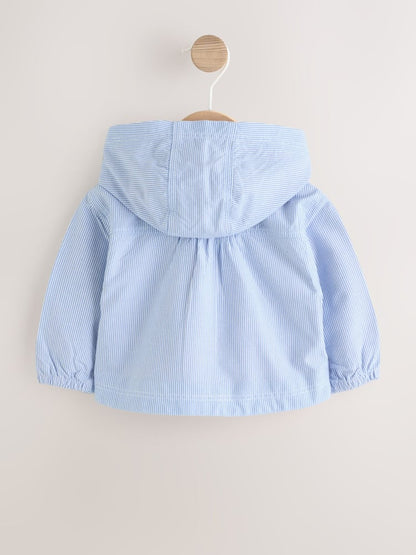 Blue Striped Strawberry Pocket Baby Hooded Jacket (0mths-2yrs) - Size Up to 1 Month (56cm)