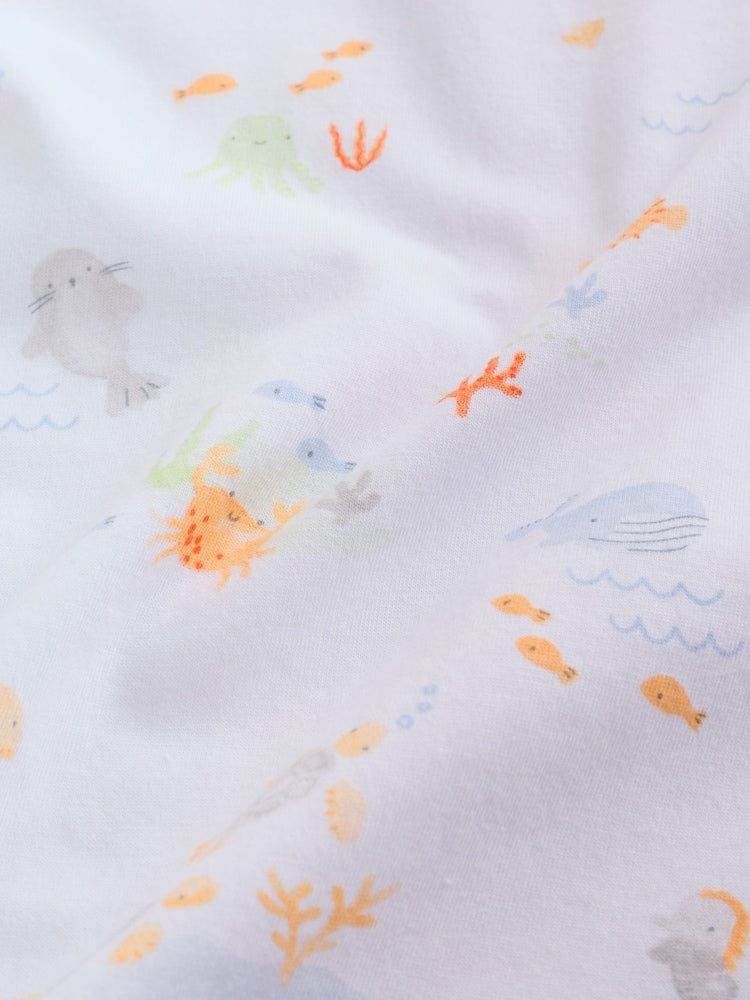 Neutral Mini Sea Print 0.5 Tog Sleeveless Baby Sleep Bag