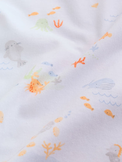 Neutral Mini Sea Print 0.5 Tog Sleeveless Baby Sleep Bag