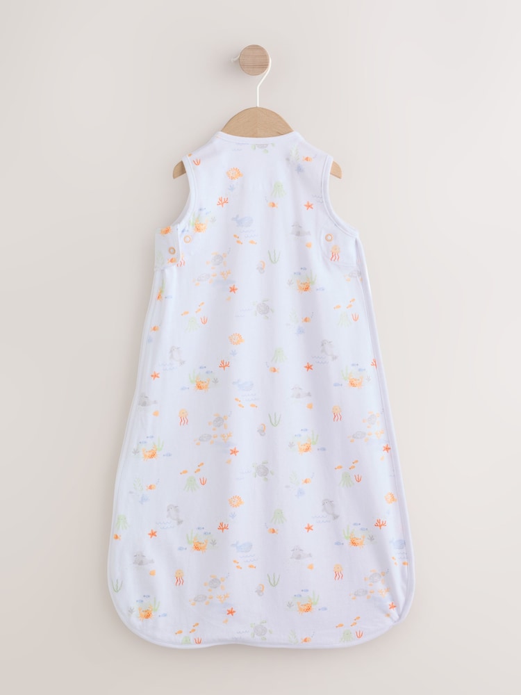Neutral Mini Sea Print 0.5 Tog Sleeveless Baby Sleep Bag