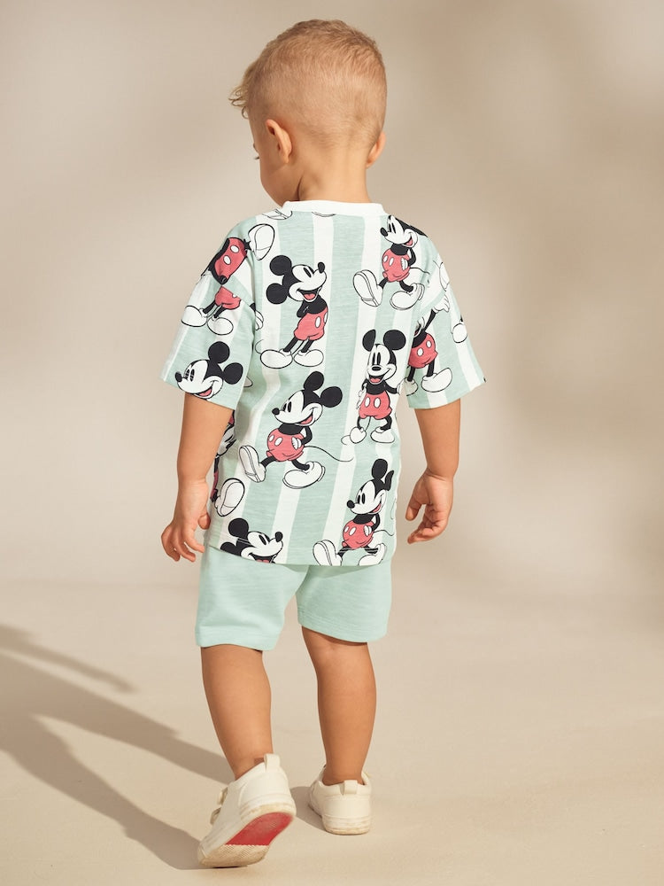 Sage Green Mickey Mouse T-Shirt and Shorts Set (3mths-8yrs)