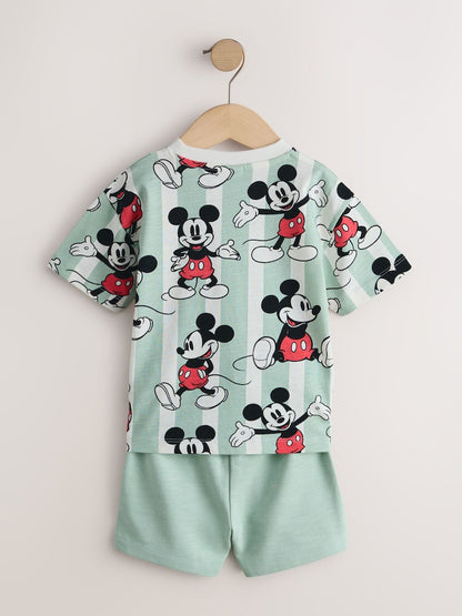 Sage Green Mickey Mouse T-Shirt and Shorts Set (3mths-8yrs)