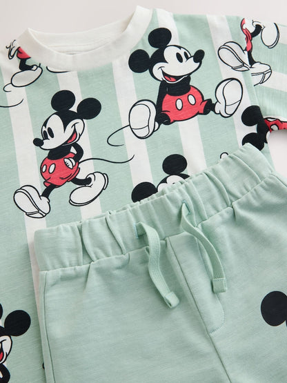 Sage Green Mickey Mouse T-Shirt and Shorts Set (3mths-8yrs)