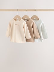 Neutral/Grey Long Sleeve Baby T-Shirts 3 Pack (0mths-2yrs) - Size Up to 1 Month (56cm)