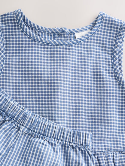 Navy Gingham Blouse And Shorts Co-ord Set (3mths-8yrs)