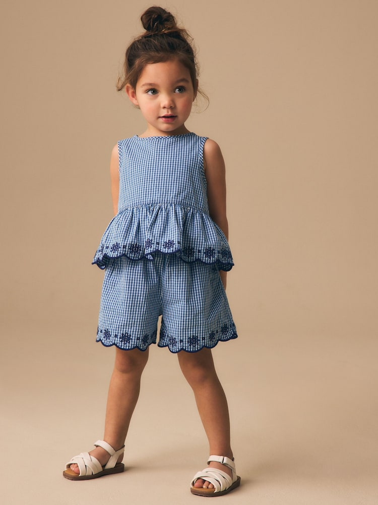 Navy Gingham Blouse And Shorts Co-ord Set (3mths-8yrs)