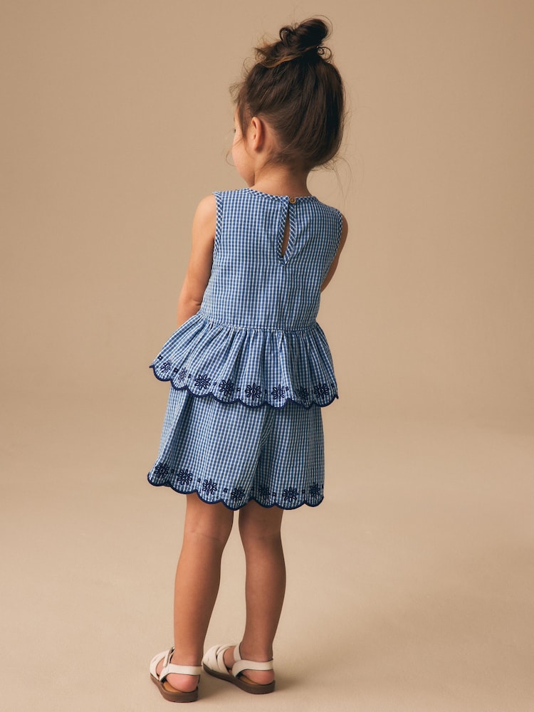 Navy Gingham Blouse And Shorts Co-ord Set (3mths-8yrs)
