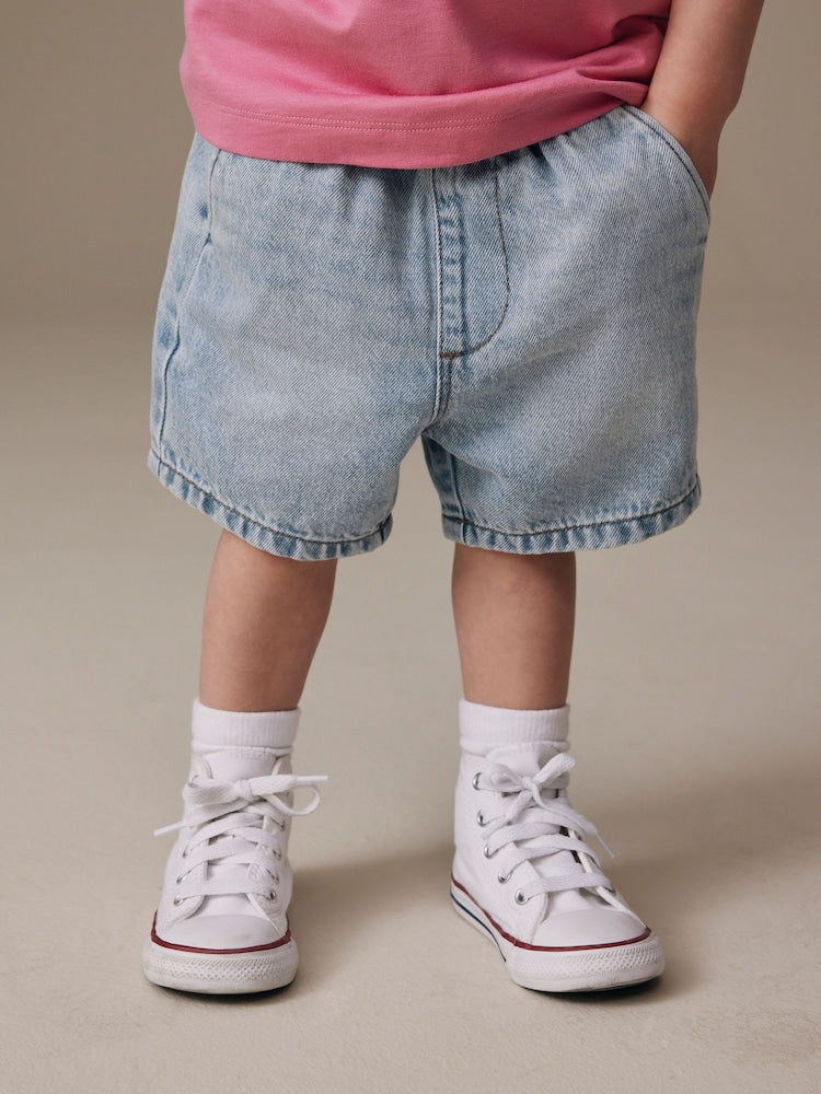 Light Blue Pull On Loose Denim Shorts (3mths-7yrs)