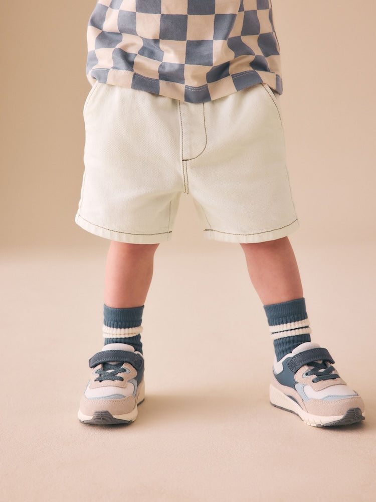 Ecru Pull On Loose Denim Shorts (3mths-7yrs)