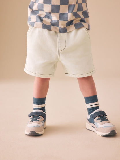 Ecru Pull On Loose Denim Shorts (3mths-7yrs) - Size 3-6 Months (62-68cm) - Ecru Pull On Loose Denim