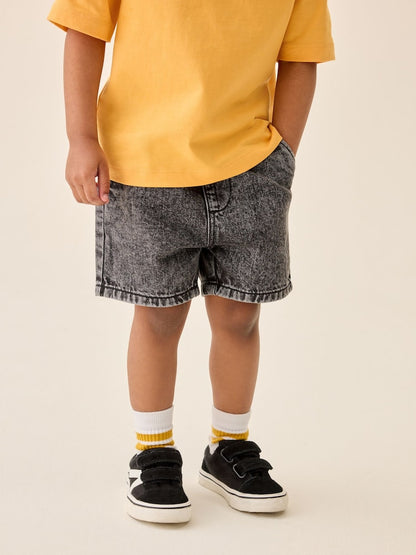 Grey Pull On Loose Denim Shorts (3mths-7yrs) - Grey Pull On Loose Denim / 12-18 Months (80-86cm)