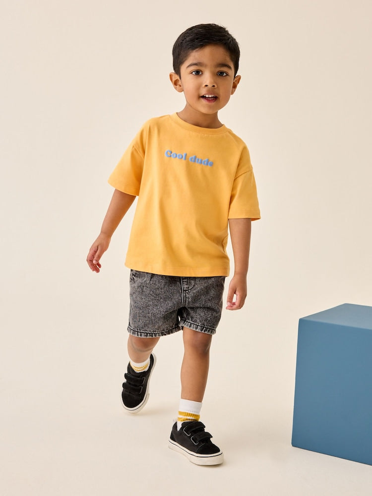 Image 41: Grey Pull On Loose Denim Shorts (3mths-7yrs) - Image 2 of 8