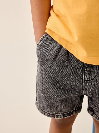 Grey Pull On Loose Denim Shorts (3mths-7yrs)