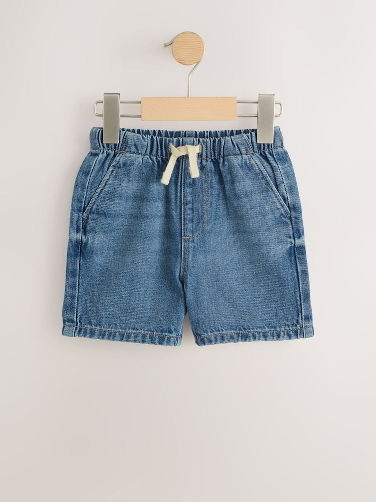 Mid Blue Pull On Loose Denim Shorts (3mths-7yrs)