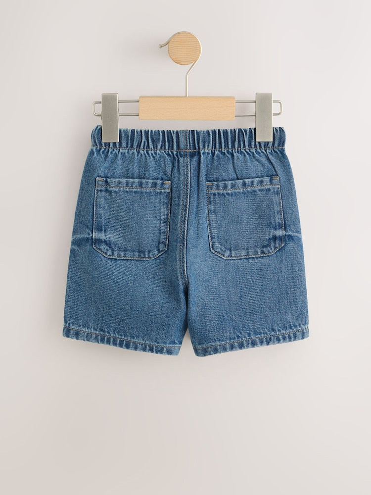 Mid Blue Pull On Loose Denim Shorts (3mths-7yrs)