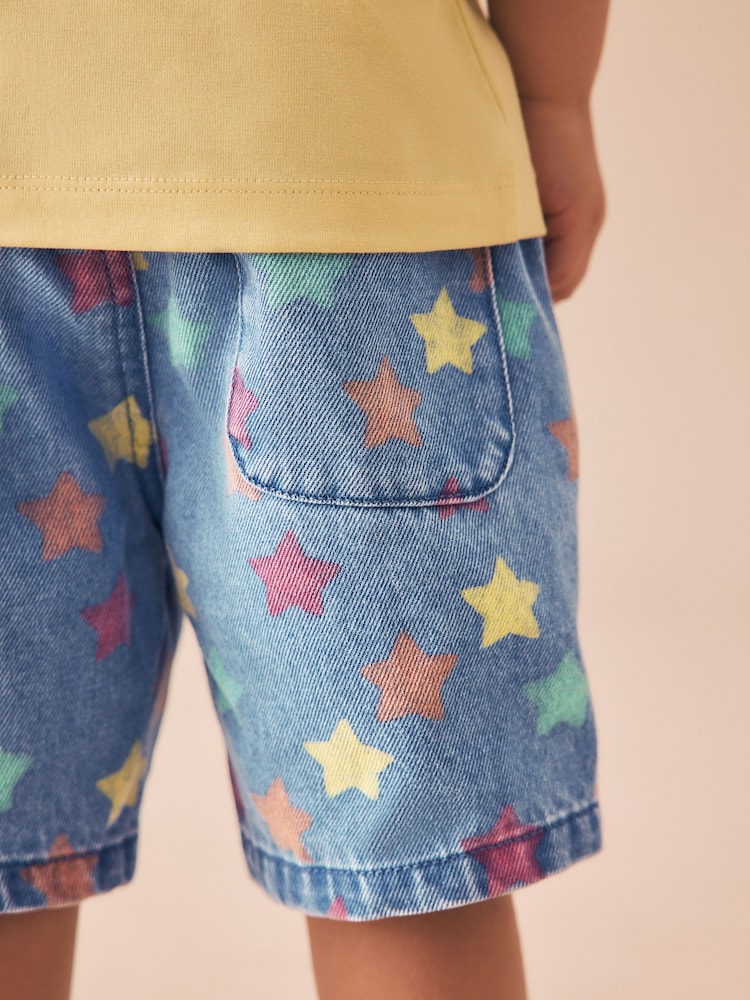 Mid Blue Denim Star Pull On Loose Denim