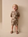 Brown Sun Short Sleeve All-Over Print T-Shirt and Shorts Set (3mths-7yrs) - Size 3-6 Months (62-68cm)