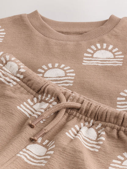 Brown Sun Short Sleeve All-Over Print T-Shirt and Shorts Set (3mths-7yrs) - Size 3-6 Months (62-68cm)